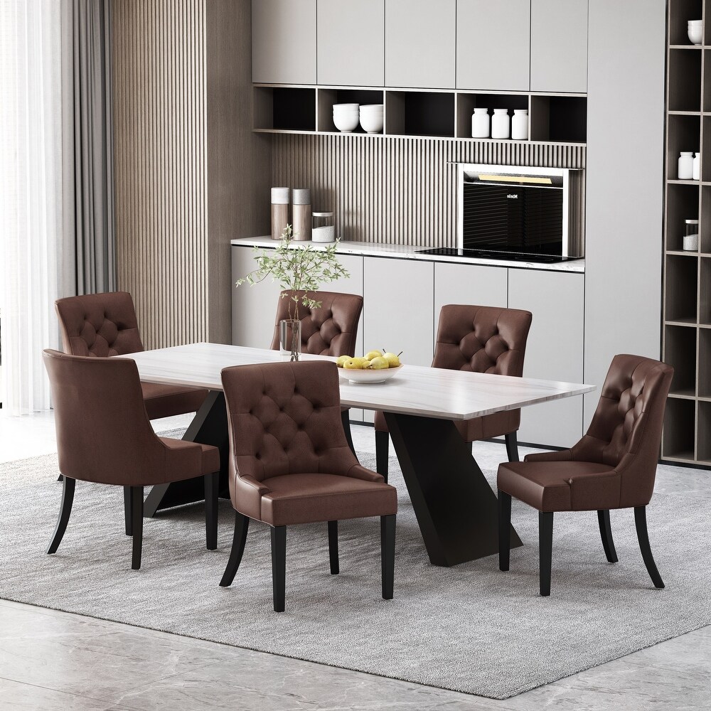 Cheney Tufted Dining Chairs (Set of 6) by Christopher Knight Home