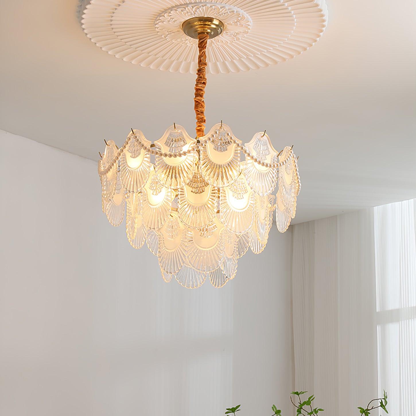 Pearl Glass Shell Chandelier