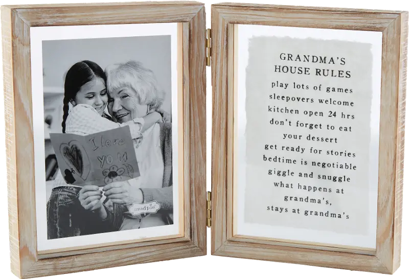 Brown Wood and Glass Grandma's House Hinged Picture Frame