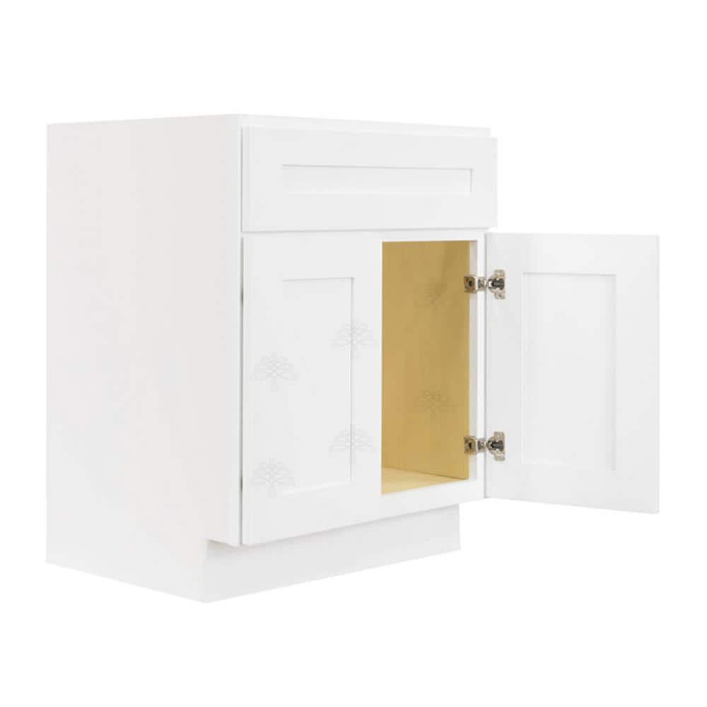 LIFEART CABINETRY Lancaster Shaker Assembled 24 in W x 21 in D x 33 in H Bath Vanity Cabinet with 2 Doors in White