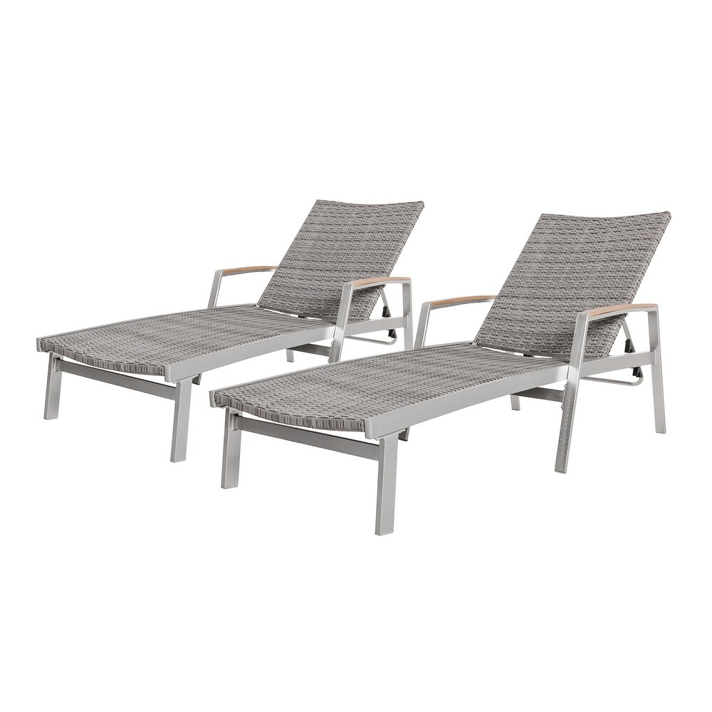 Oxton Outdoor Aluminum Chaise Lounge (Set of 2) by Christopher Knight Home