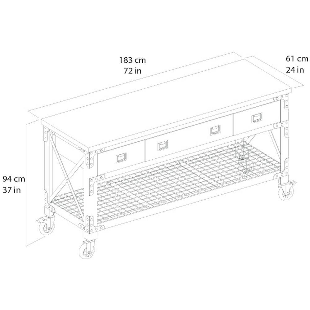 Duramax Building Products 72 in. x 24 in. 3-Drawers Rolling Industrial Mobile Workbench Cabinet and Wood Top 68001