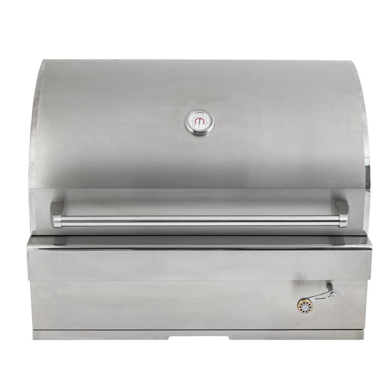 Turbo 32-Inch Built-In Stainless Steel Charcoal Grill  With Adjustable Charcoal Tray