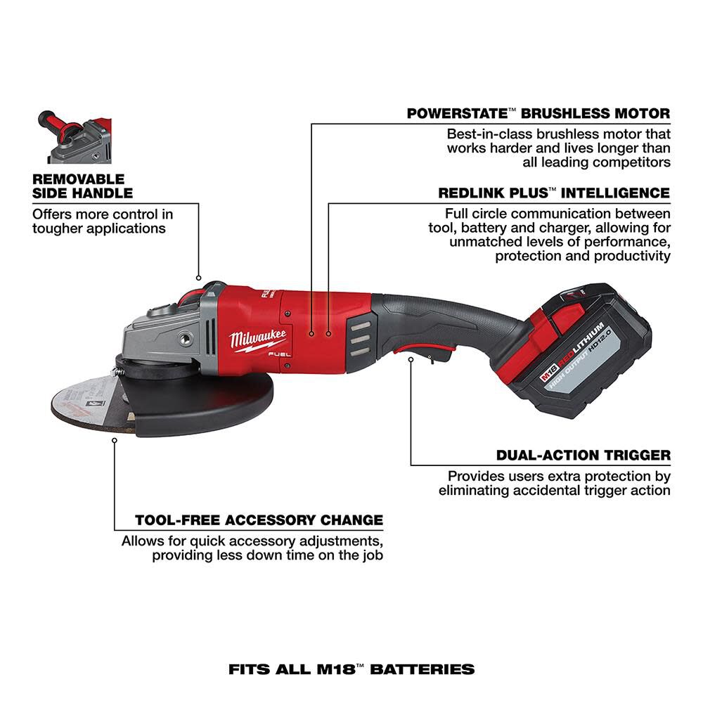 Milwaukee M18 FUEL 7 in. / 9 in. Large Angle Grinder Kit 2785-21HD from Milwaukee