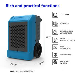 Edendirect 230 pt. 8000 sq.ft. Bucketless Commercial Dehumidifier in Blue with Drain Hose Rotomolded Case WE-OL230SP