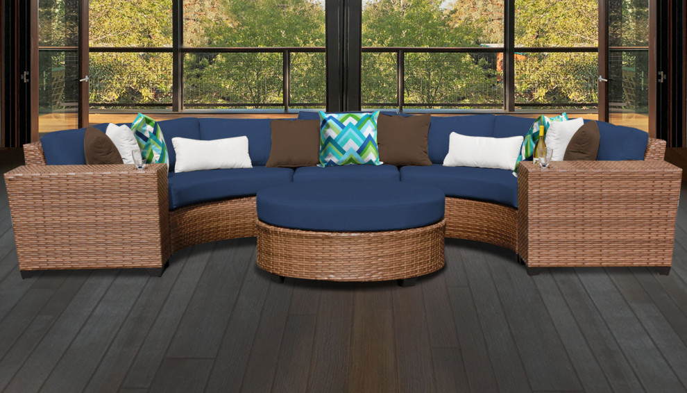 Laguna 6 Piece Outdoor Wicker Patio Furniture Set 06c   Tropical   Outdoor Lounge Sets   by Design Furnishings  Houzz