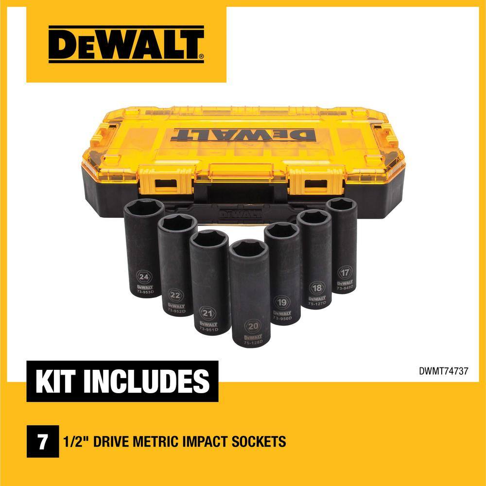 DW 12 in. Drive Metric Impact Socket Set (7-Piece) DWMT74737