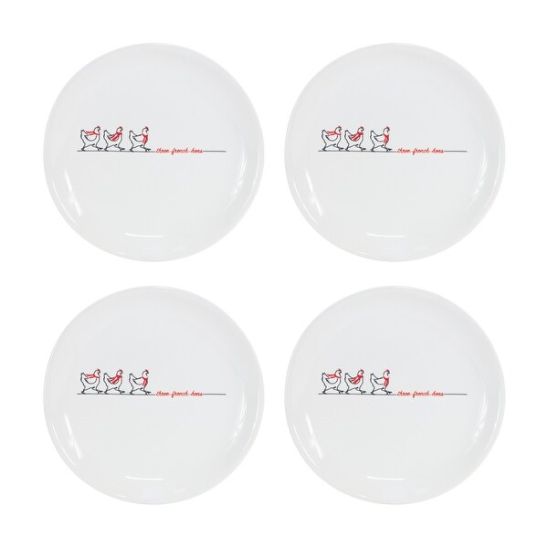 Stoneware Three French Hens Plate (Set of 4)