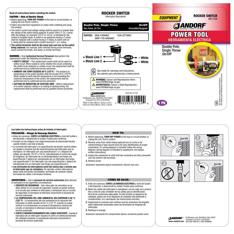 ROCK SWITCH DPST 4 TAB