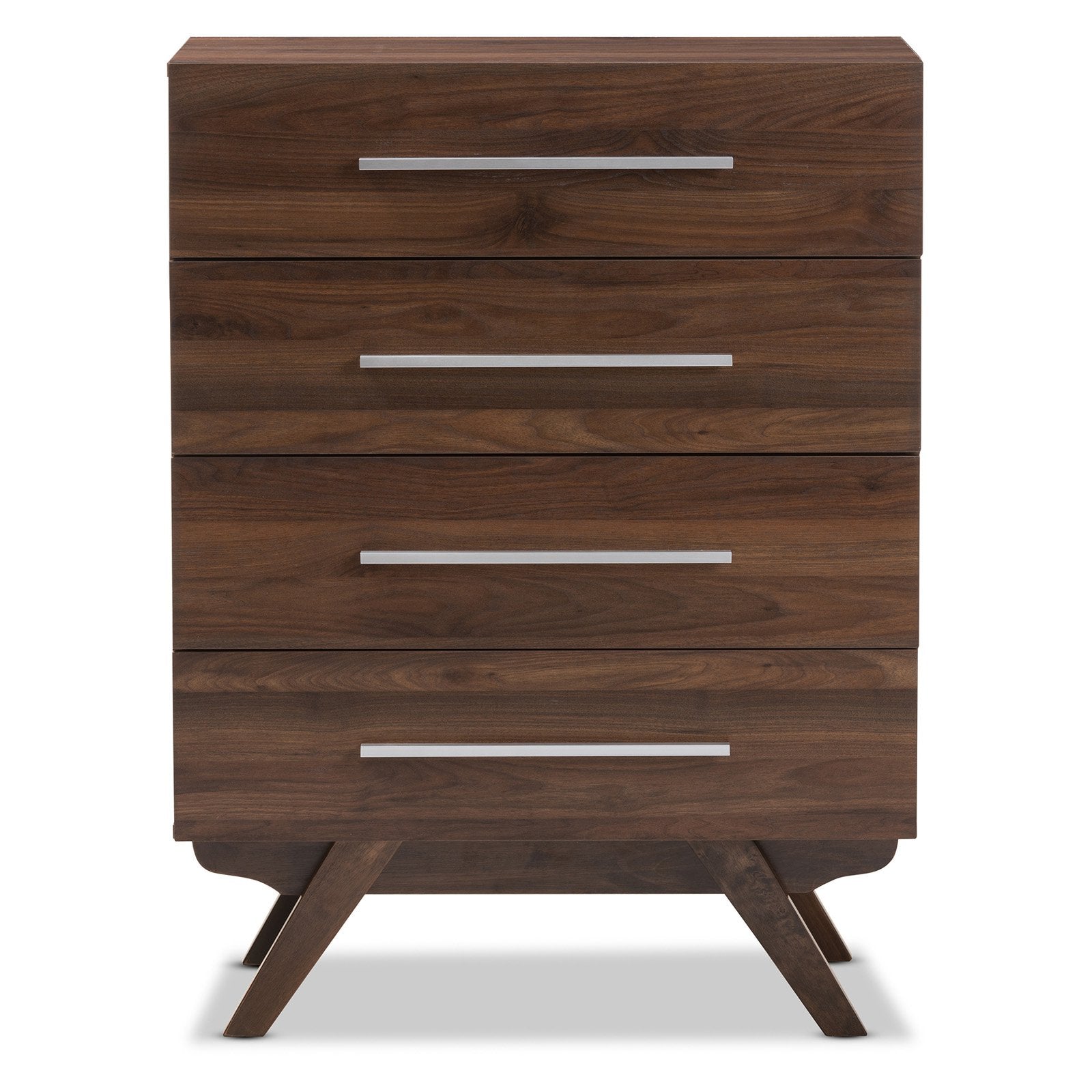 Baxton Studio Auburn Mid-Century Modern Walnut Brown Finished Wood 4-Drawer Chest