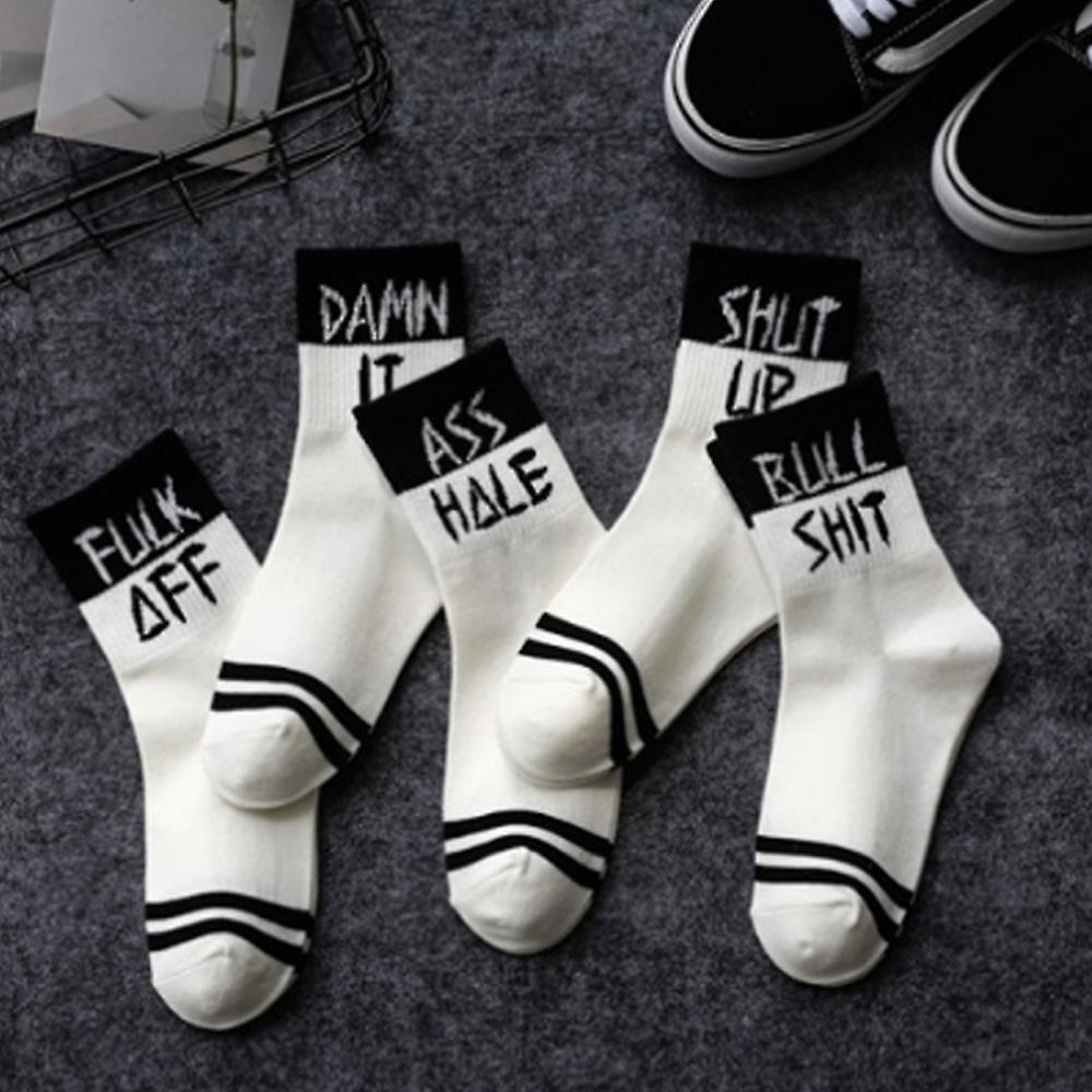 Funny Athletic Personality Cool Letter Print Cotton Fashion Man Woman Couples Socks  Red 2