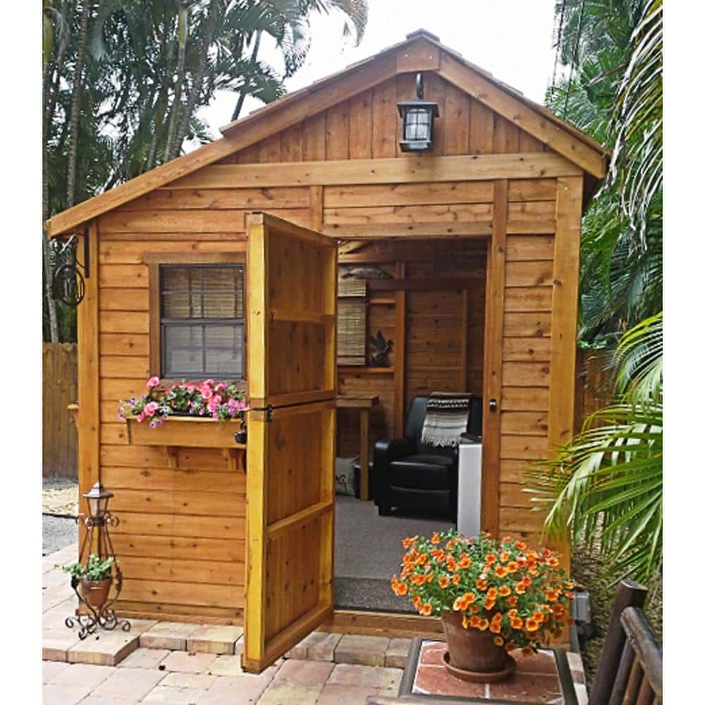 Outdoor Living Today Sunshed 8 ft. x 8 ft. Western Red Cedar Garden Shed SSGS88