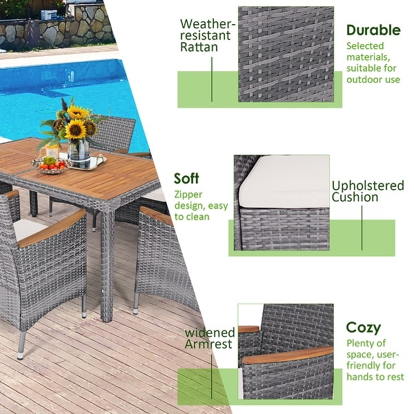 7 PCS Outdoor Dining Furniture Set Patio Rattan Conversation Set