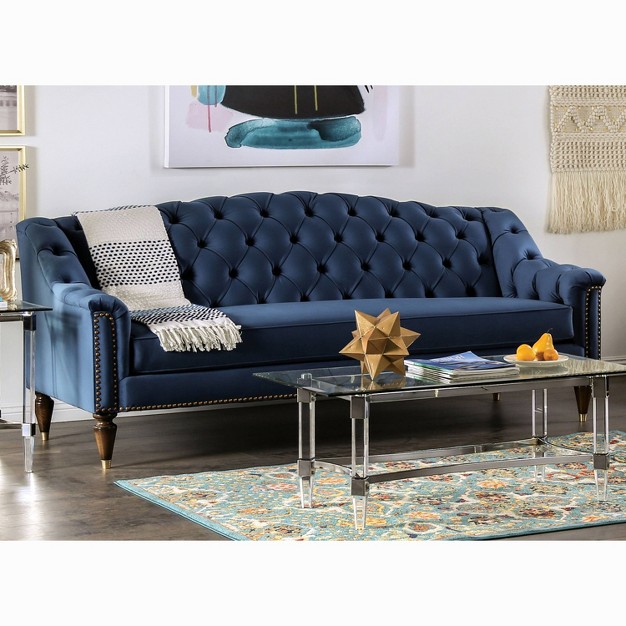 Fawne Camelback Sofa Blue Furniture Of America