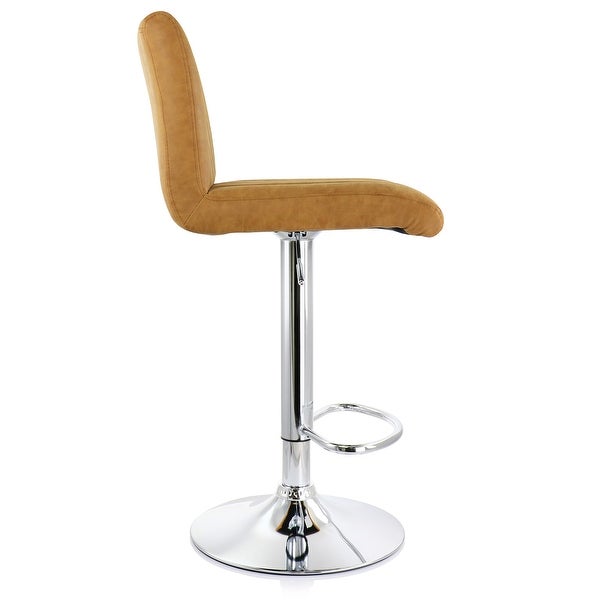 Elama 2 Piece Vintage Faux Leather Adjustable Bar Stool in Camel with Black Base