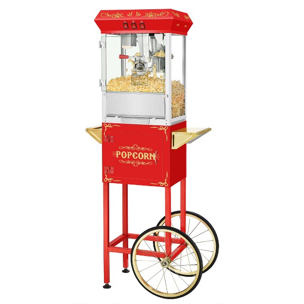 Superior Popcorn 8 Oz Movie Night Popcorn Maker Machine And Cart Red