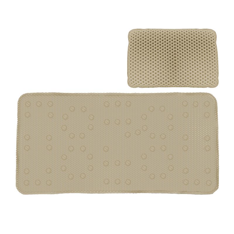 Popular Bath 2-piece Waffle Tub Mat and Spa Pillow Set