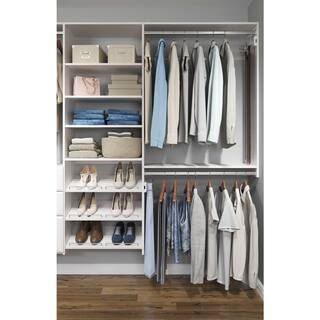 Closet Evolution Dual Tower 96 in. W - 120 in. W White Tower System Wall Mount 14-Shelf Wood Closet System WH34