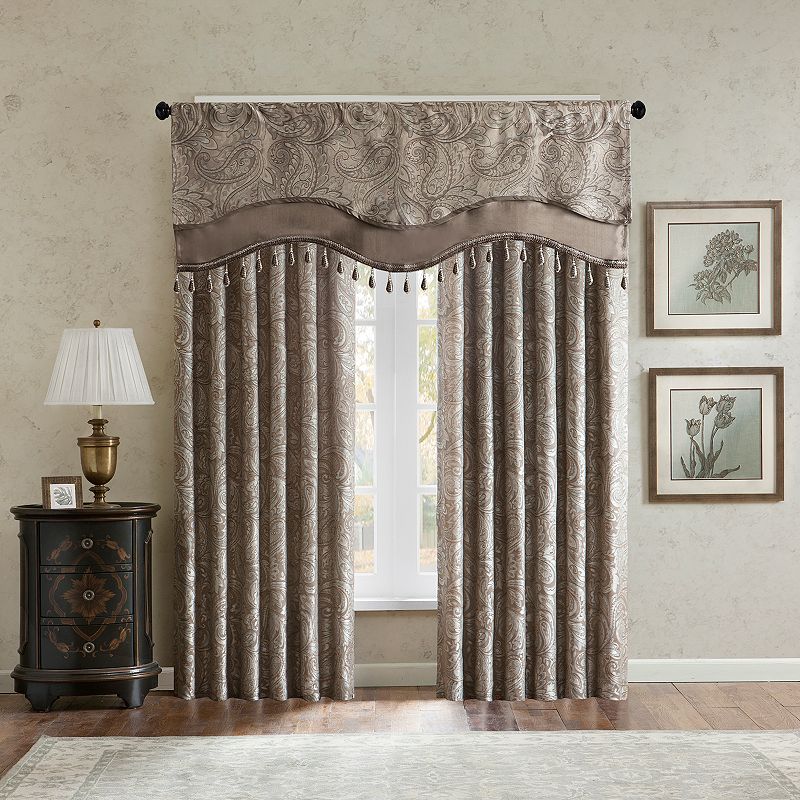 Madison Park Whitman Jacquard Window Valance with Beads