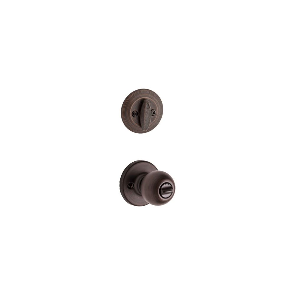 Kwikset Deadbolt Set Bronze Polo Door Knob and Single Cylinder