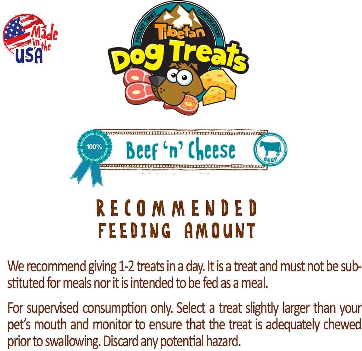 Tibetan Dog Treats Beef 'n' Cheese Grain-Free Dehydrated Dog Treats， 3.5-oz pouch