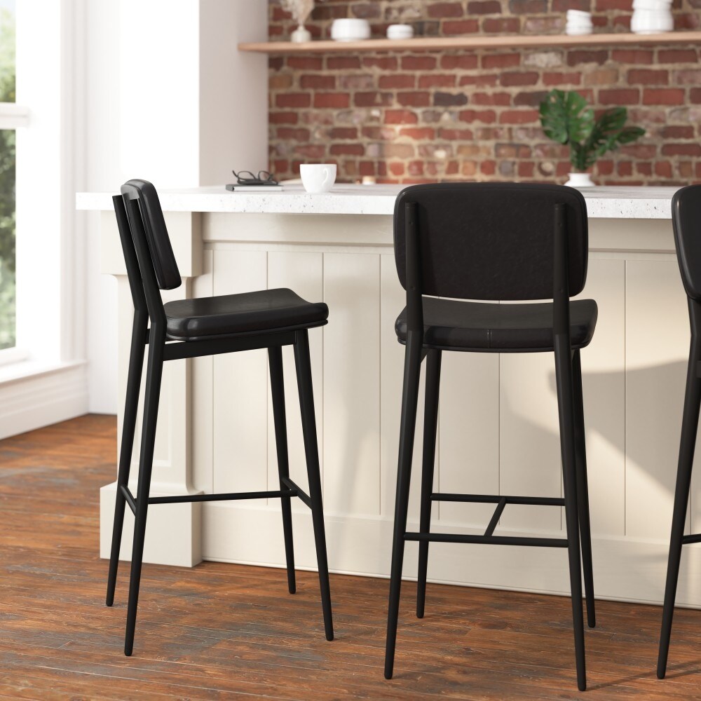 Set of 2 Upholstered Bar Stools with Metal Frames