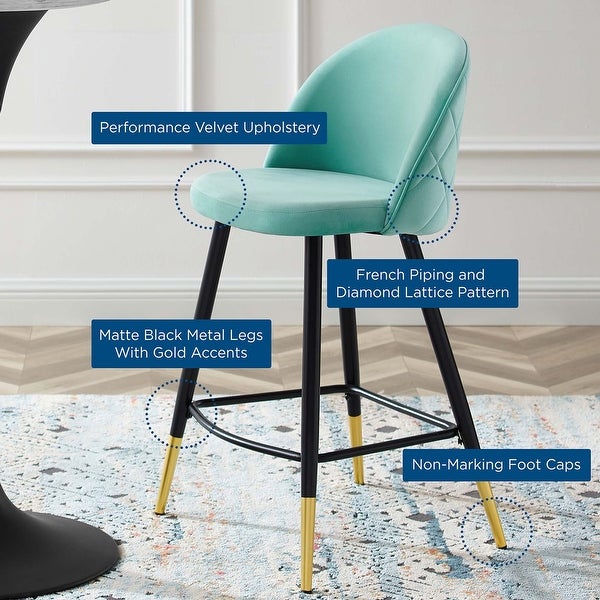 Cordial Performance Velvet Counter Stools - Set of 2