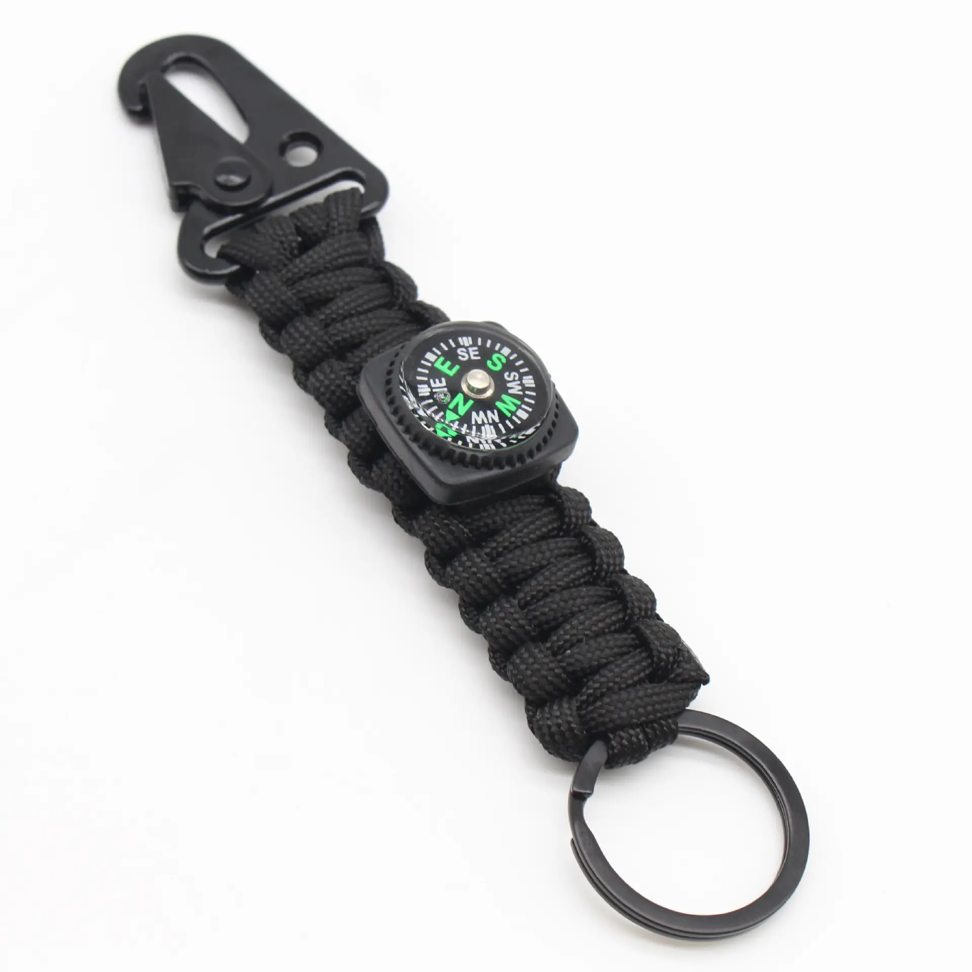 Camping Hiking EDC Tool Survival  Outdoor Sports Paracord Nylon Keychain with Compass Keyring