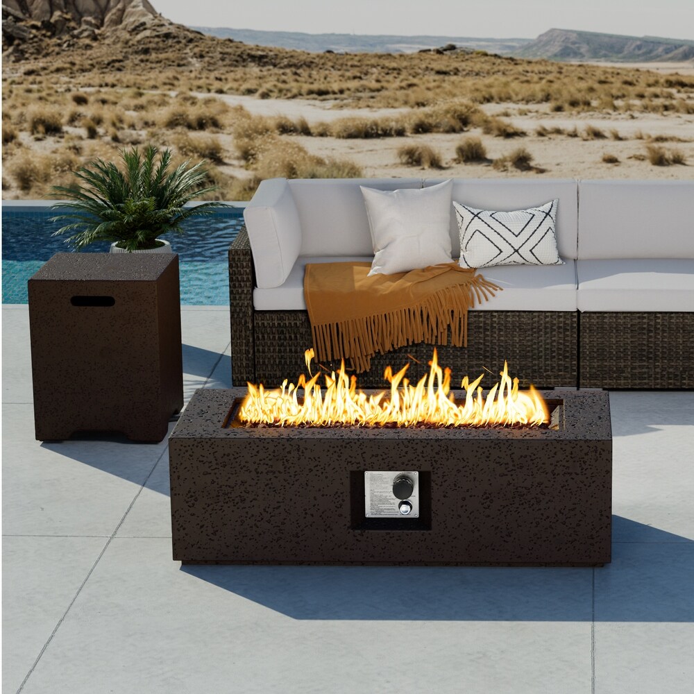 COSIEST Outdoor Patio Rectangle Fire Pit with Tank Cover Table   42\