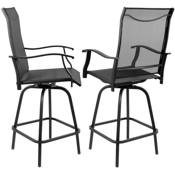 All Weather Outdoor Black Galvanized Steel Swivel Bar Stools