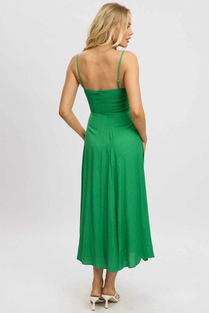 Green Maxi Dress Tie Detail Strappy