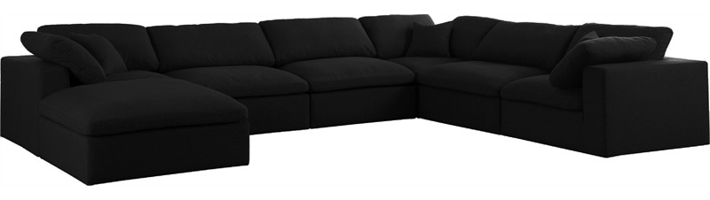 Maklaine Contemporary Black Linen Fabric Deluxe Modular Sectional Sofa   Transitional   Sectional Sofas   by Homesquare  Houzz