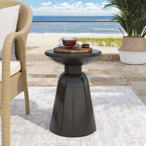 Outdoor Side Table，Cement End Tables for Patio，Garden Small Accent Decorative Stool，Table Indoor