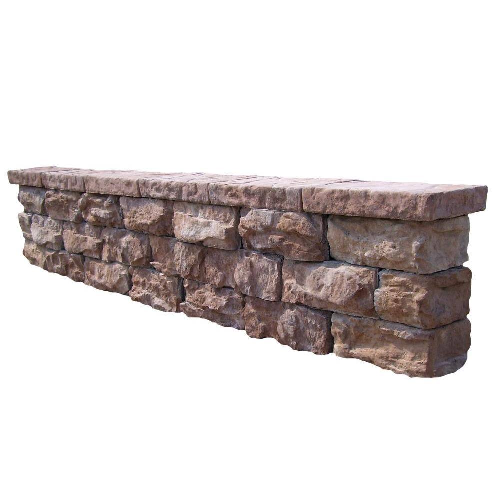 Natural Concrete Products Co 112 in. Fossill Brown Outdoor Decorative Concrete Seat Wall FBSW112