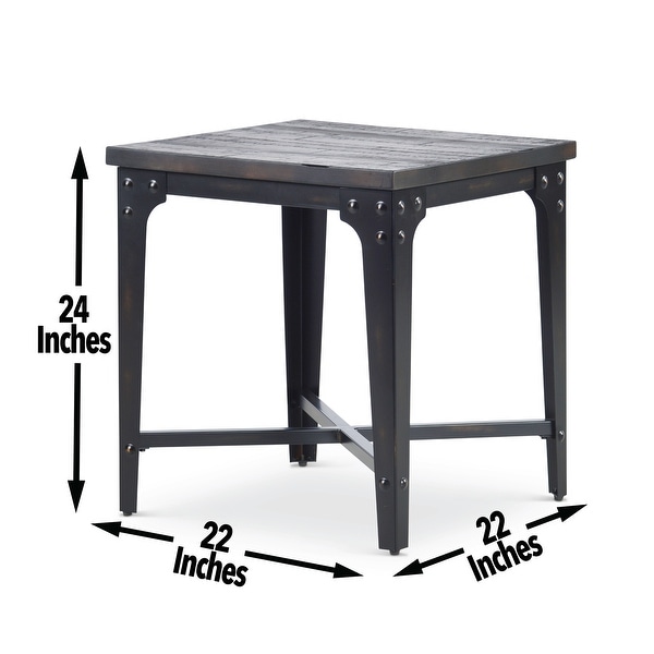 Grey Distressed Finish Square End Table Coffee Table