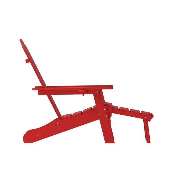 Commercial AllWeather Adirondack Chair with Pullout Ottoman and Cupholder