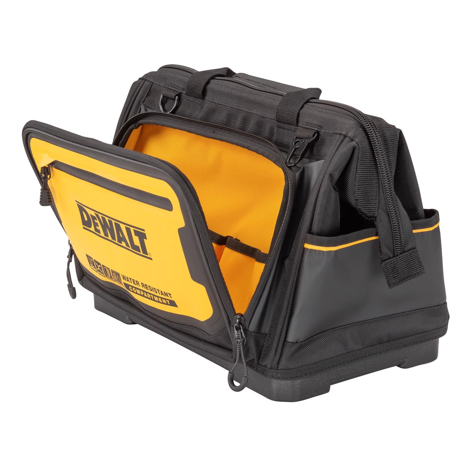 DW Polyester/Tarpaulin Open Mouth All-Purpose Tool Bag 19 pocket Black/Yellow 1 pc