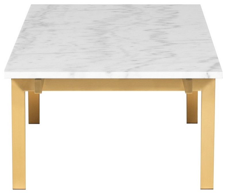 Cinzia Coffee Table White Marble Top Brushed Gold   Modern   Coffee Tables   by V.S.D Furniture  Houzz