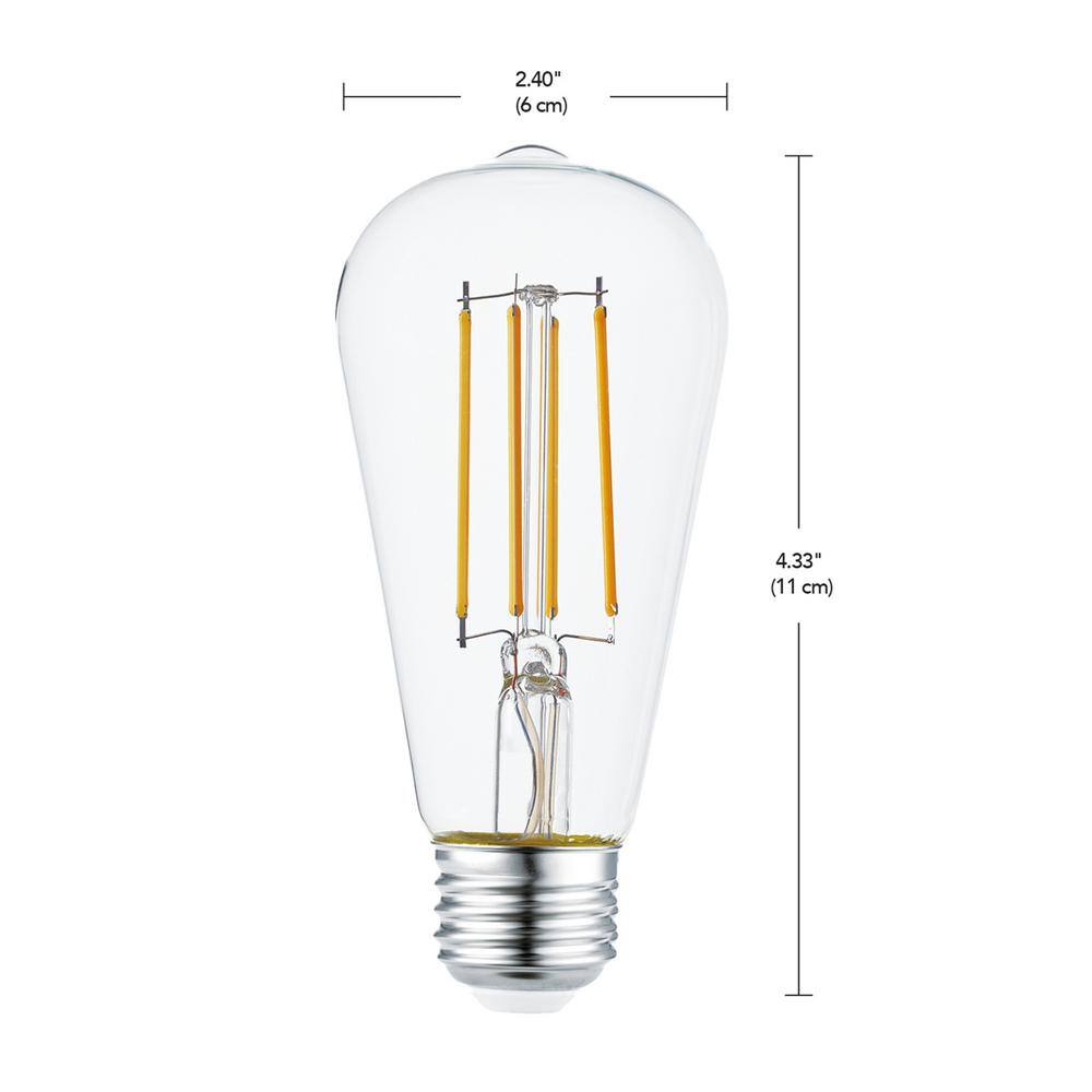 Globe Electric 60 Watt Equivalent ST19 Dimmable Straight Filament Dusk to Dawn Vintage Edison LED Light Bulb  Soft White Light 35687