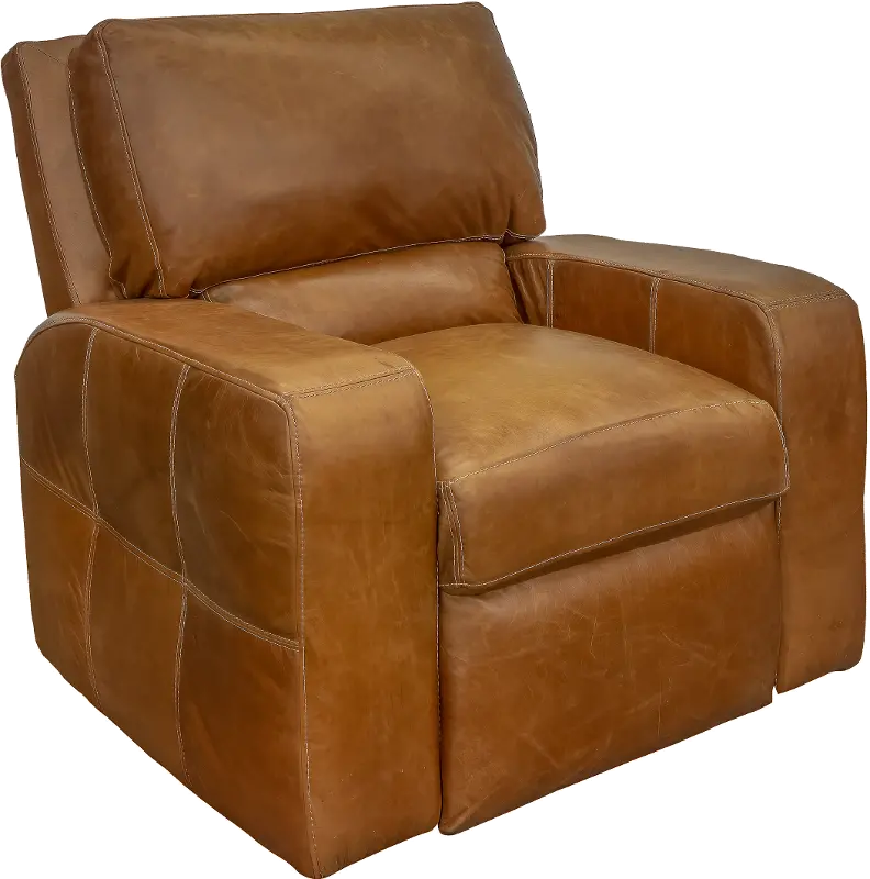 Sunset Light Brown Leather Power Recliner