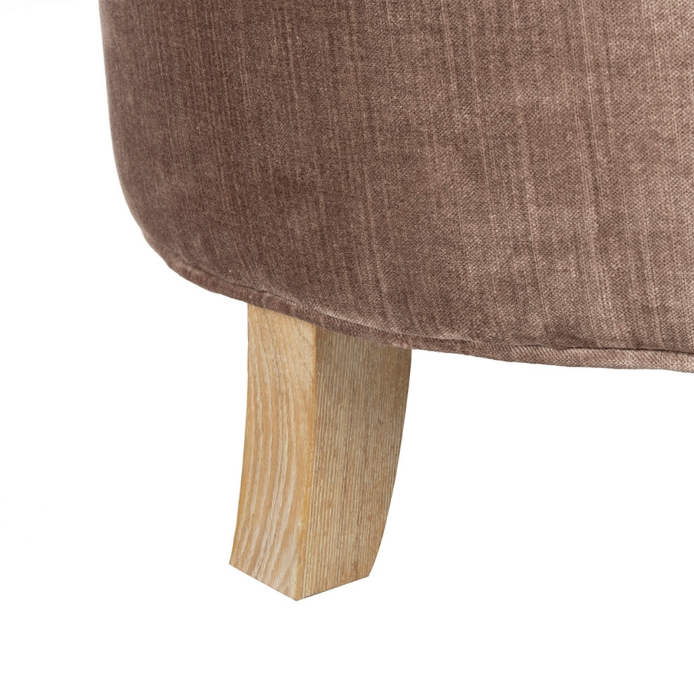 Emma Tufted Storage Ottoman Mink Brown/ Pickled Oak   Modern   Footstools And Ottomans   by Virgil Stanis Design  Houzz