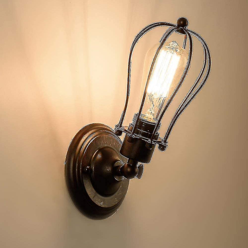 Industrial Wall Sconce Vintage Lighting Adjustable Rustic Wire Wall Sconce Metal Cage Wall Sconce Edison Style Lamp Antique Porch Light (bulb Not Incl