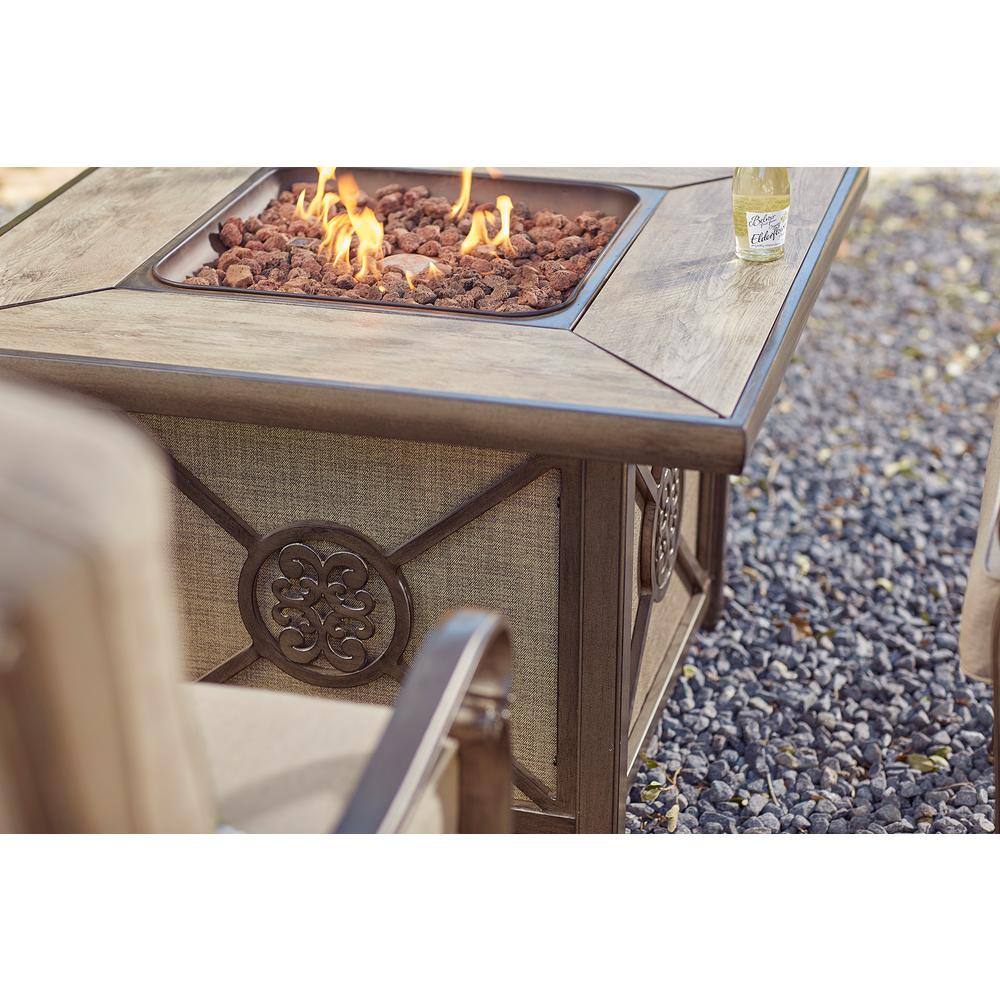 Home Decorators Collection Wilshire Estates 1-Piece Aluminum Tile Top Outdoor Gas Firepit with Sunbrella Sling Fabric ARX04600K01