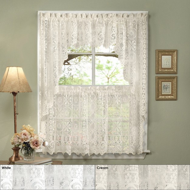 Hopewell Old World Style Floral Lace Kitchen Curtains By Sweet Home Collection