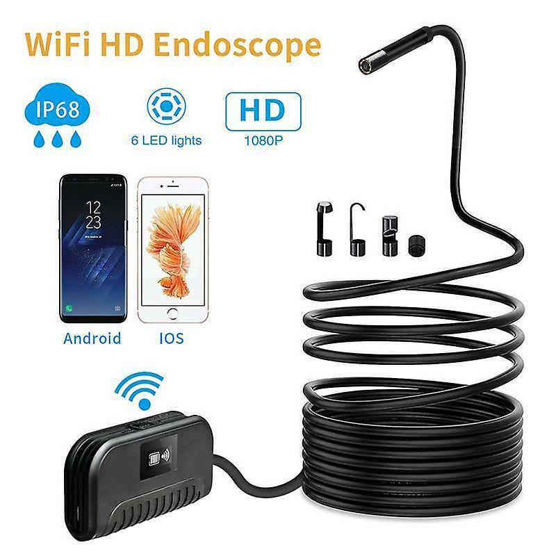 Wifi Endoscope 2mp 8mm 3-500cm Focal Car Pipe Inspection Camera For Android Ios