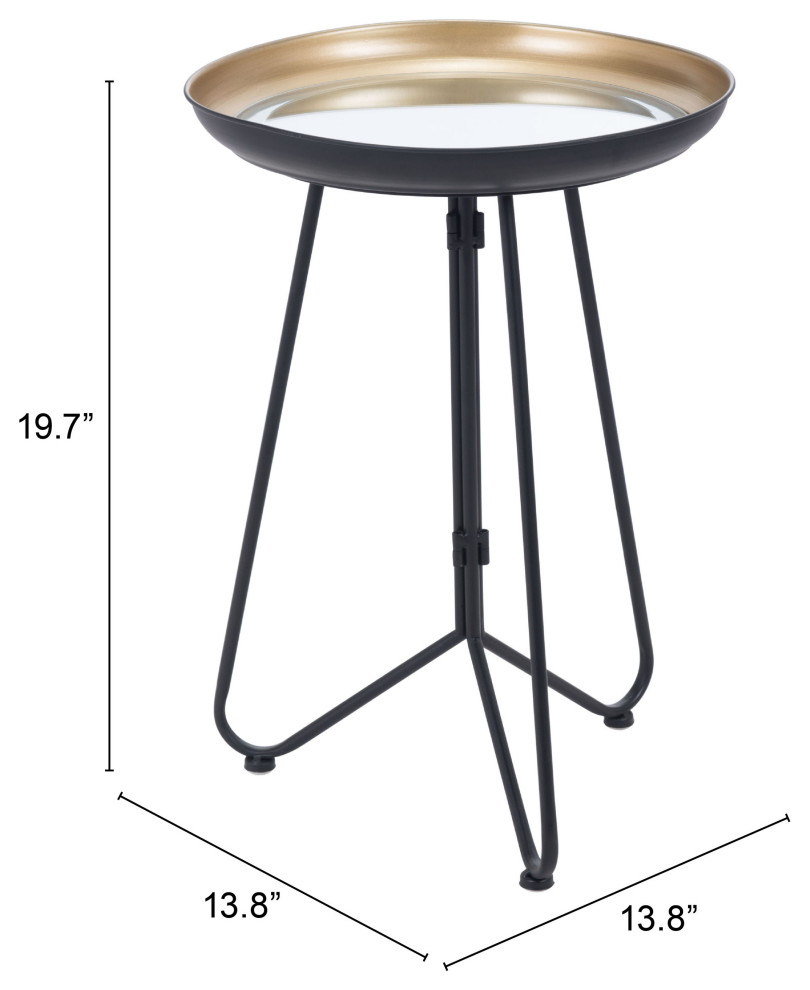 Foley Accent Table  Gold  ampBlack   Industrial   Side Tables And End Tables   by Zuo Modern Contemporary  Houzz