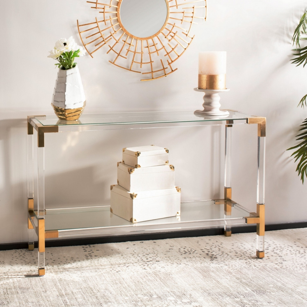 Chasity Acrylic Console Brass   Contemporary   Console Tables   by V.S.D Furniture  Houzz