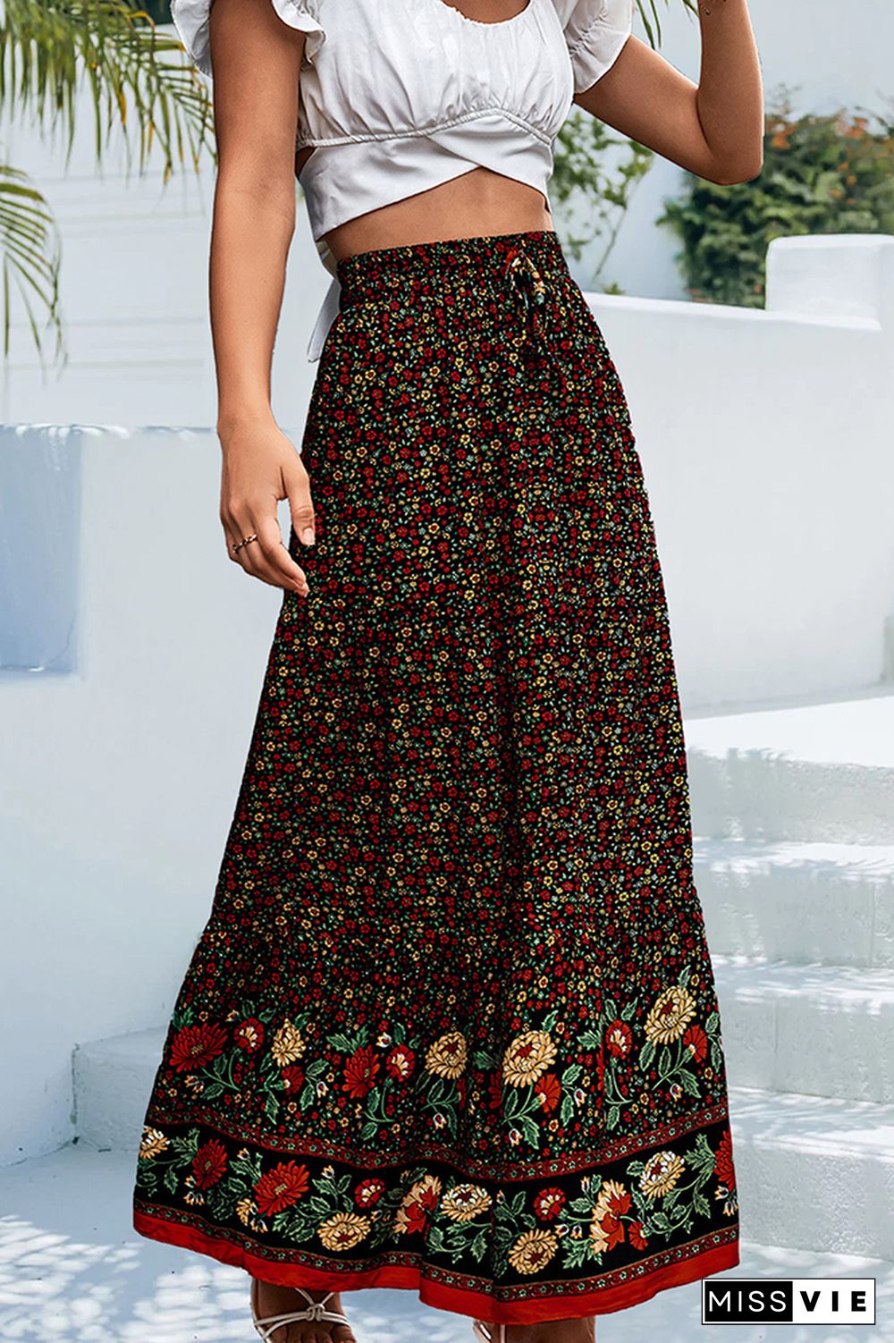 High Waist Floral Boho Skirt Dress