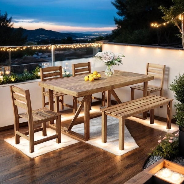 Multiscene Application Highquality Acacia Wood Outdoor Table and Chair Set，Suitable for Patio，Balcony，Backyard，Natural