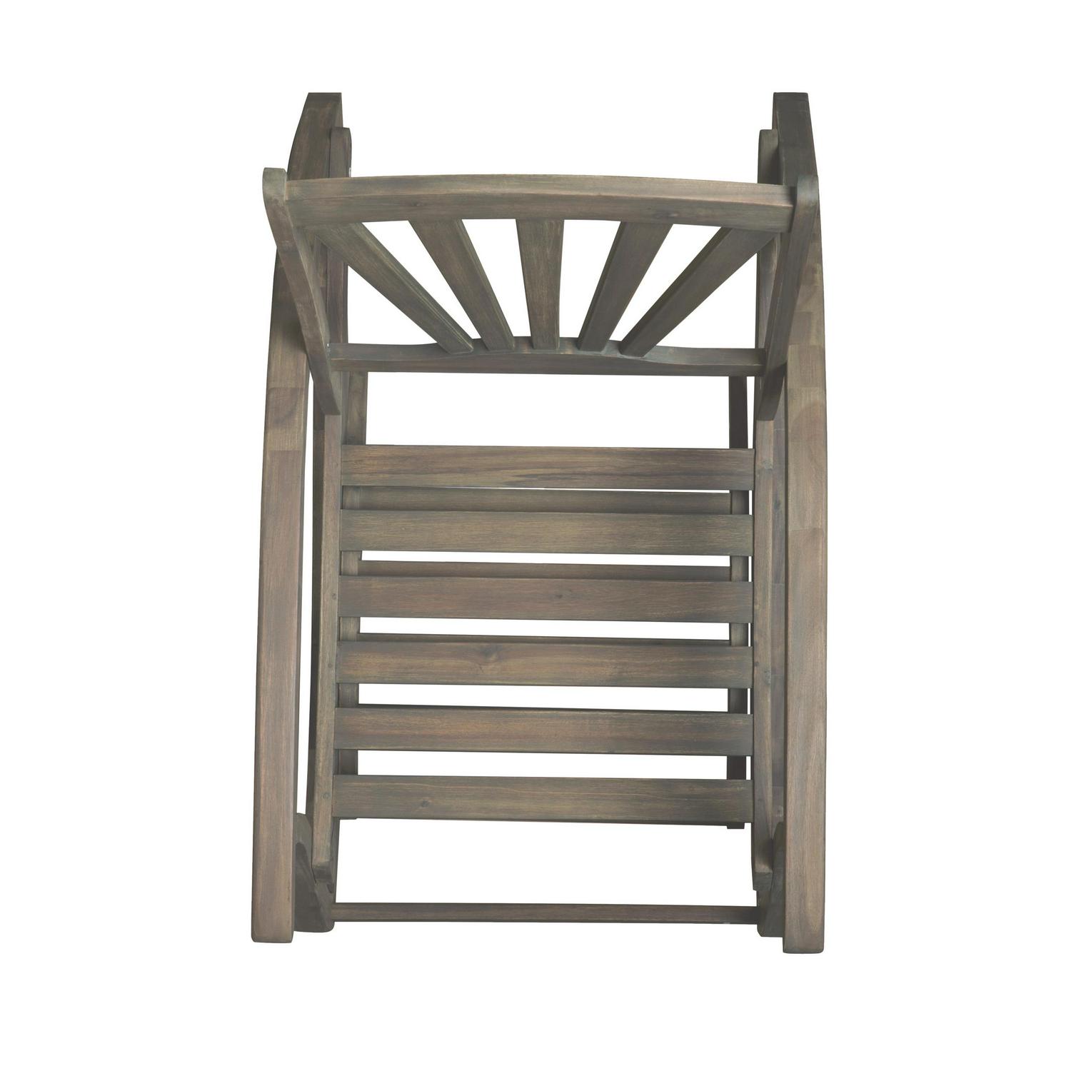 Kaya Outdoor Acacia Wood Rocking Chair with Footrest， Gray